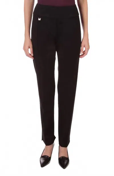 Slimsation By Multiples Ease-y-fit Relaxed Leg Pants In Black In Black