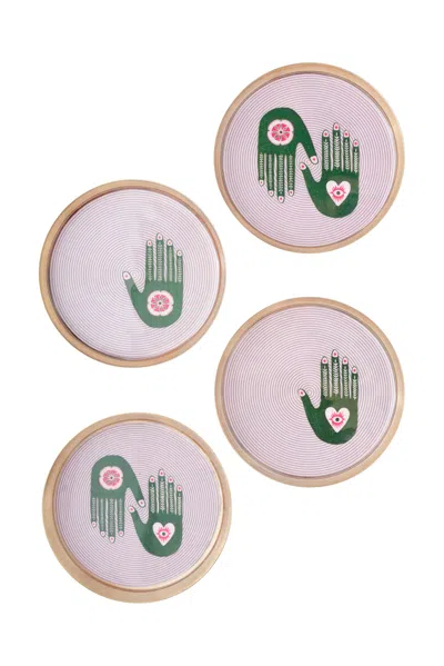 Tiramisu Mystical Hands Metal Coaster Set In Multi