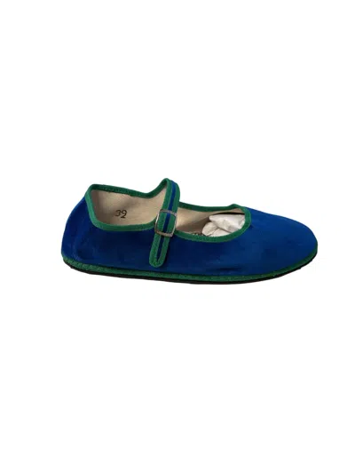 Cayumas Women Velvet Mary Janes Sandal In Blue/green In Multi
