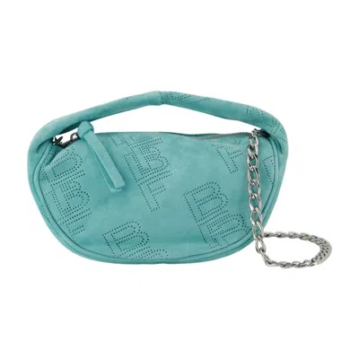 By Far Sky Blue Leather Mini Curved Rectangular Bag In Blue