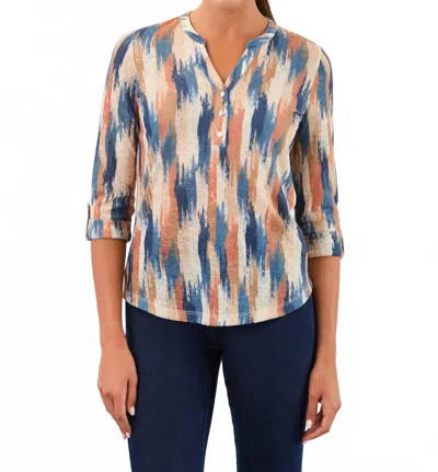 Fdj Henley Top In Catalyst Print In Multi