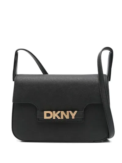 Dkny Structured Cow Leather Crossbody Bag In Black