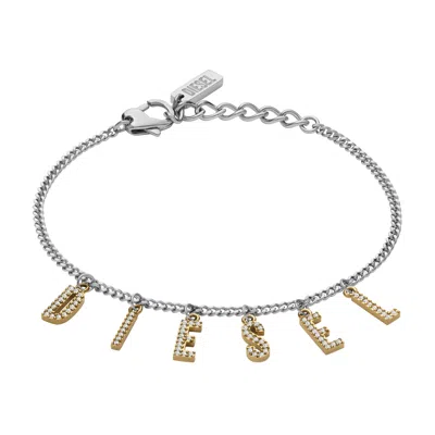 Diesel Two-tone Stainless Steel Chain Bracelet In Brown