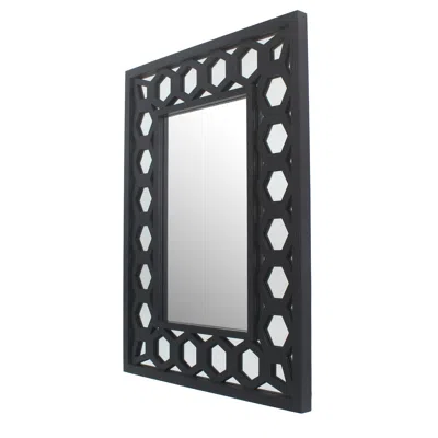 Hivvago Black Square Accent Mirror In Blue