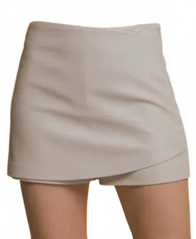 Love Tree Victoria Vegan Pleather Skort In Cream In Gray