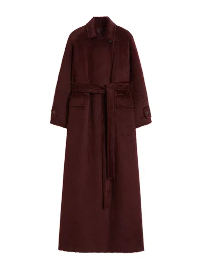Max Mara Lpaca-blend Oversized Long Coat In Brown