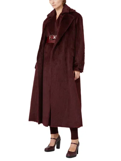 Max Mara Lpaca-blend Oversized Long Coat In Brown