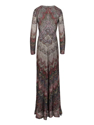 Missoni Midi Dress With Zigzag Pattern In Brown