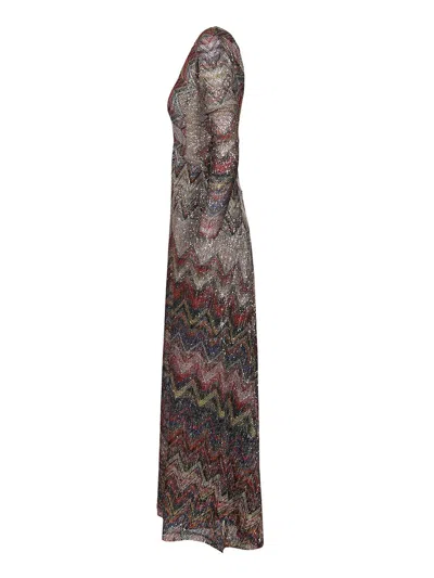 Missoni Midi Dress With Zigzag Pattern In Brown