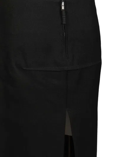 Rick Owens Concordians Sliced Wool Twill Skirt In Black