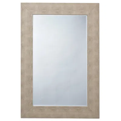 Hivvago Structure 26 X 38 Modern Rectangular Mirror, Shargeen Texture, Bevel, Ivory In Brown