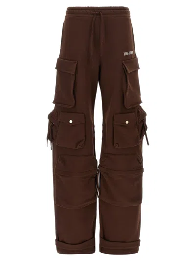 Attico Cotton Jersey Cargo Sweatpants In Brown