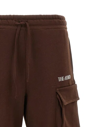Attico Cotton Jersey Cargo Sweatpants In Brown