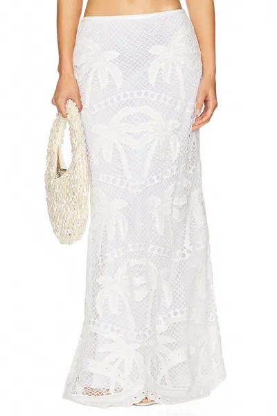 Le Superbe Bohemia Palms Slim Maxi Skirt In Pure White In White