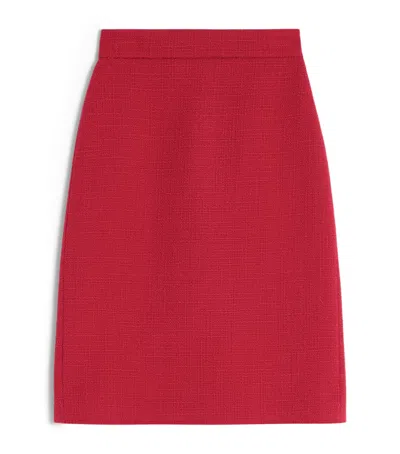 Valentino High-rise Wool-blend Tweed Pencil Skirt In Red