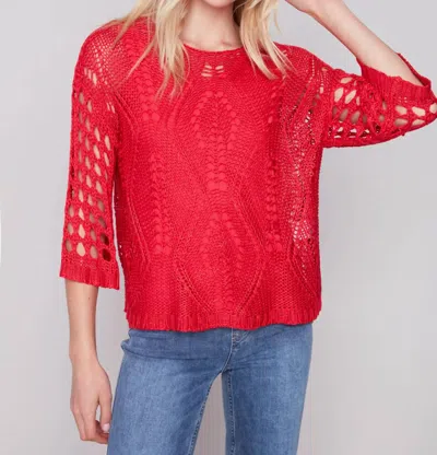 Charlie B June Three-quarter Top In Red In Red