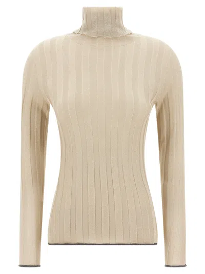 Fabiana Filippi Lurex Sweater Sweaters And Cardigans Gold In Animal Print
