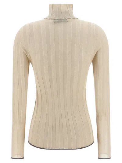 Fabiana Filippi Lurex Sweater Sweaters And Cardigans Gold In Animal Print
