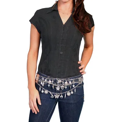 Scully Cap Sleeve Peruvian Top In Black In Multi