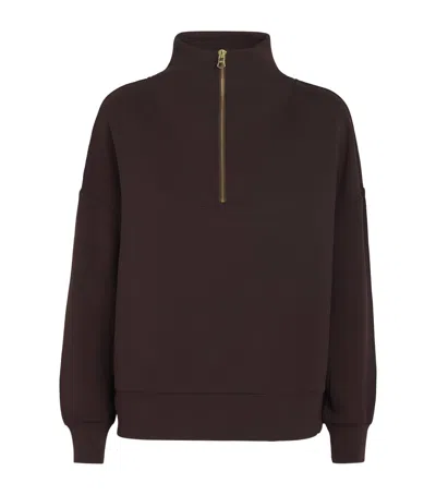 Varley Doublesoft Hawley Half-zip Sweatshirt In Brown