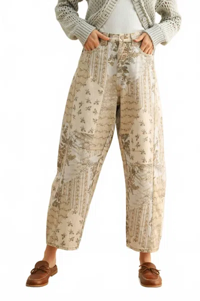 Miou Muse Chloe Printed Barrel Pants In Multicolor In Multi