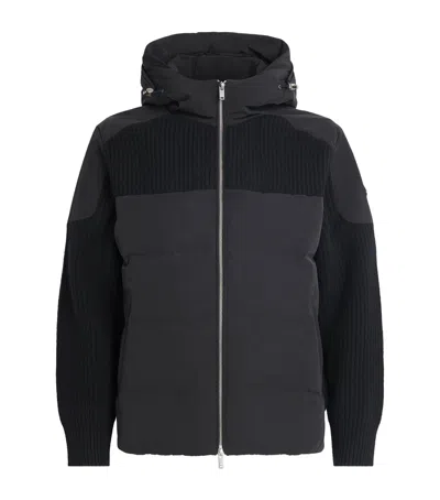 Moose Knuckles Glenvale Ribbed-panel Padded Jacket In Black