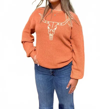 Rowdy Crowd Sundown Skull Sweater In Orange In Orange