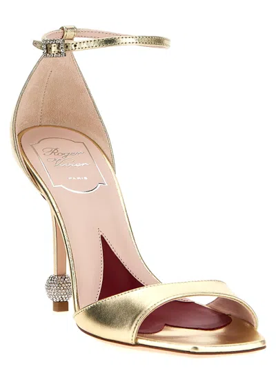 Roger Vivier Golden Open Toe Heels In Gold