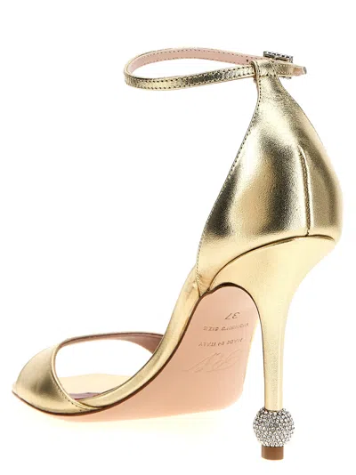 Roger Vivier Golden Open Toe Heels In Gold