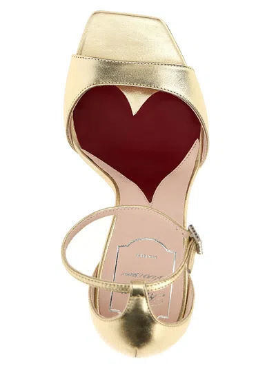 Roger Vivier Golden Open Toe Heels In Gold