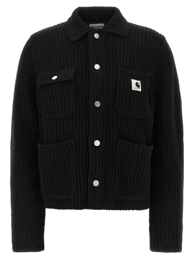 Carhartt Cardigan With Collared Design And Pockets In Black