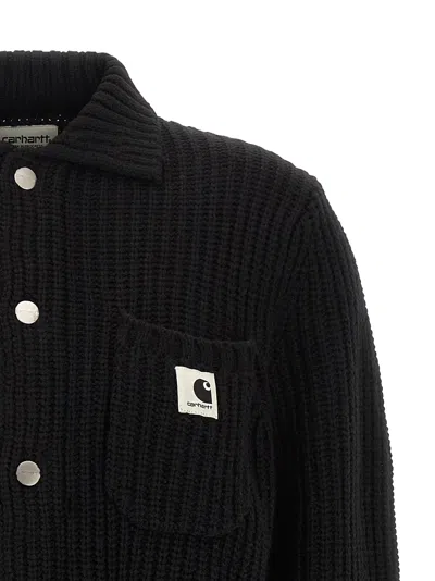 Carhartt Cardigan With Collared Design And Pockets In Black