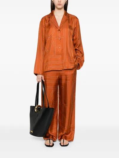 Totême Toteme Monogram Silk Shirt In Orange