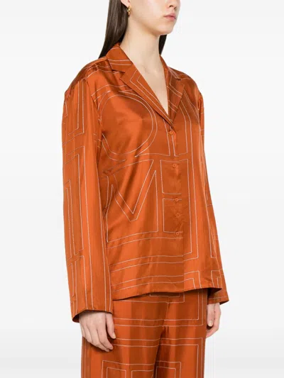 Totême Toteme Monogram Silk Shirt In Orange