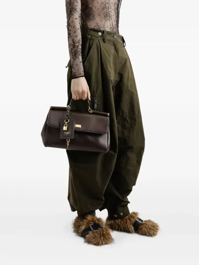 Dolce & Gabbana Women Brown Handbag With Key And Padlock Detail And Adjustable And Removable Shoulde In Brown