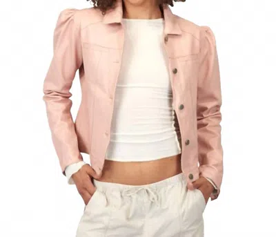 Jakett Ariel Twill And Burnish Leather Jacket In Petal In Pink