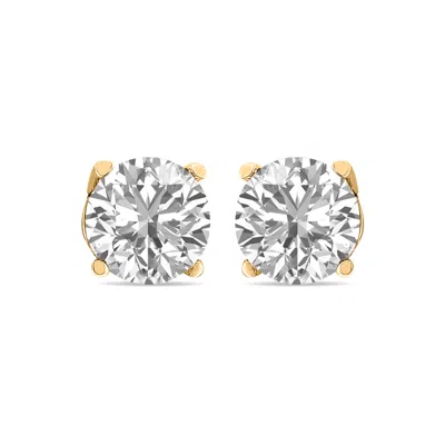 Tilla 1.25 C Round Lab Grown Diamond Solitaire Stud Earrings With Basket Setting Screwbacks In Gold