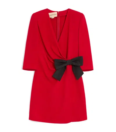 Valentino Short Silk Dress With Bow In Red