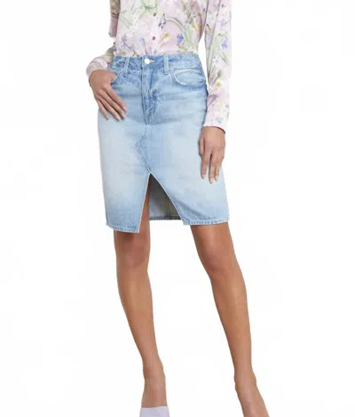 L'agence Denim Skirt Knee Length In Palisade Denim In Blue