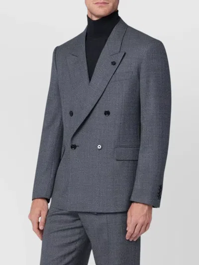 Lardini Double Breasted Wool Jacket Pockets In Gray