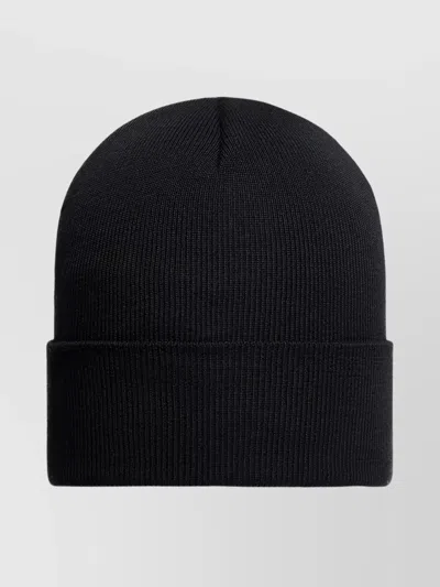 Moncler Grenoble Logo Patch Virgin Wool Beanie In Black