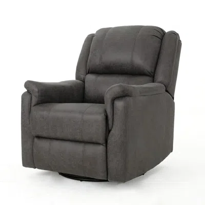 Hivvago Swivel Manual Reclining Chair, Pillow Cushions, Smooth Gray Fabric In Gray