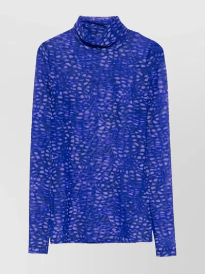 Dries Van Noten Abstract Pattern Long Sleeve Turtleneck Knitwear In Blue