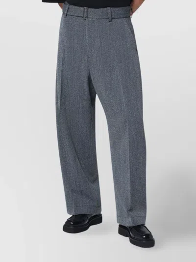 Studio Nicholson Patterned Wool Trousers Wide Leg In Animal Print