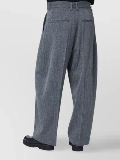 Studio Nicholson Patterned Wool Trousers Wide Leg In Animal Print