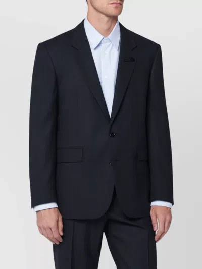 Lardini Single Breasted Wool Blend Jacket With Flap Pockets In Blue