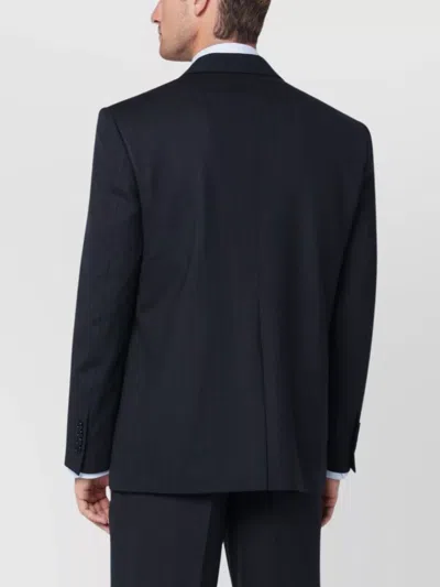 Lardini Single Breasted Wool Blend Jacket With Flap Pockets In Blue