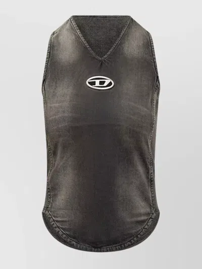 Diesel Denim Top With A Used Effect In Gray