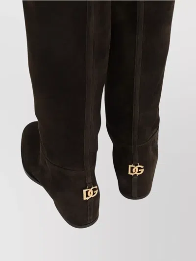 Dolce & Gabbana Dolce&gabbana High Suede Boot In Ebony Brown In Brown