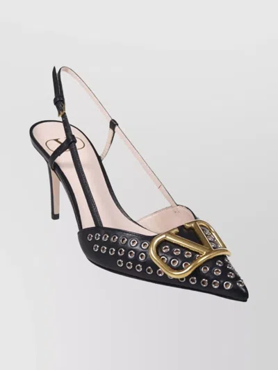 Valentino Pointed Toe Slingback Pumps Featuring Studs In Black